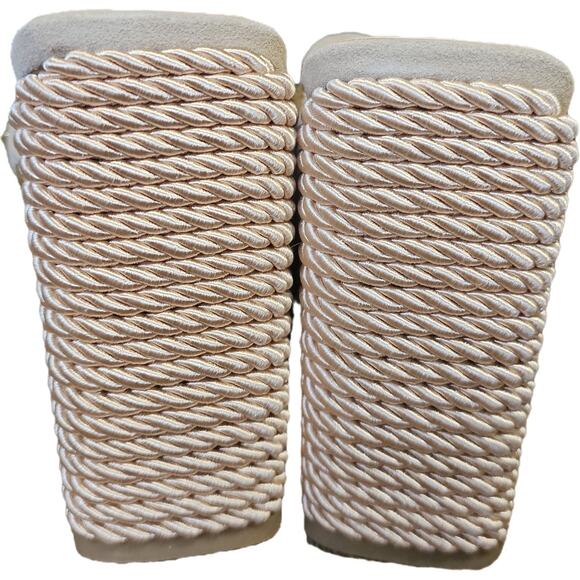 NWOT Marc Fisher Nude Suede Wedge Platform Espradille Sandals Studs Boho 8.5 - Picture 7 of 12